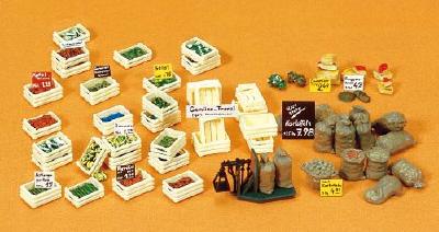 (HO)果物と野菜のトレイ、袋と付属品、未塗装