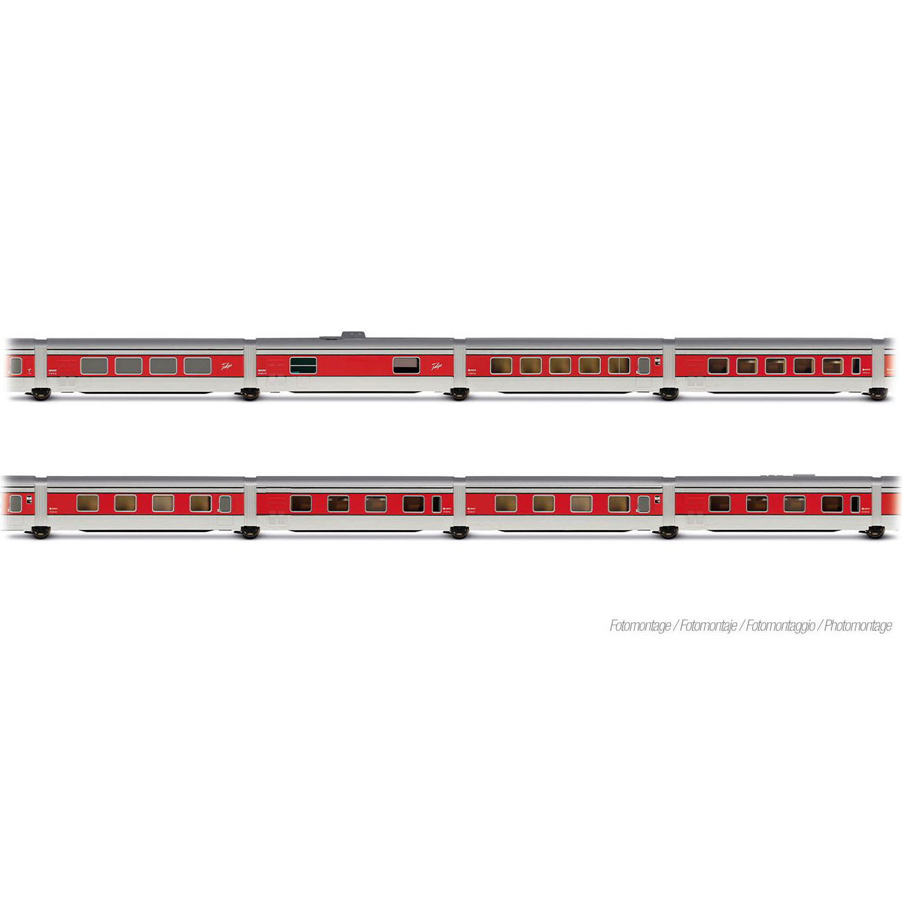 【仮予約】タルゴ Talgo III RD TEE Barcelona Talgo 中間8輌セット シルバー/レッド RENFE Ep3