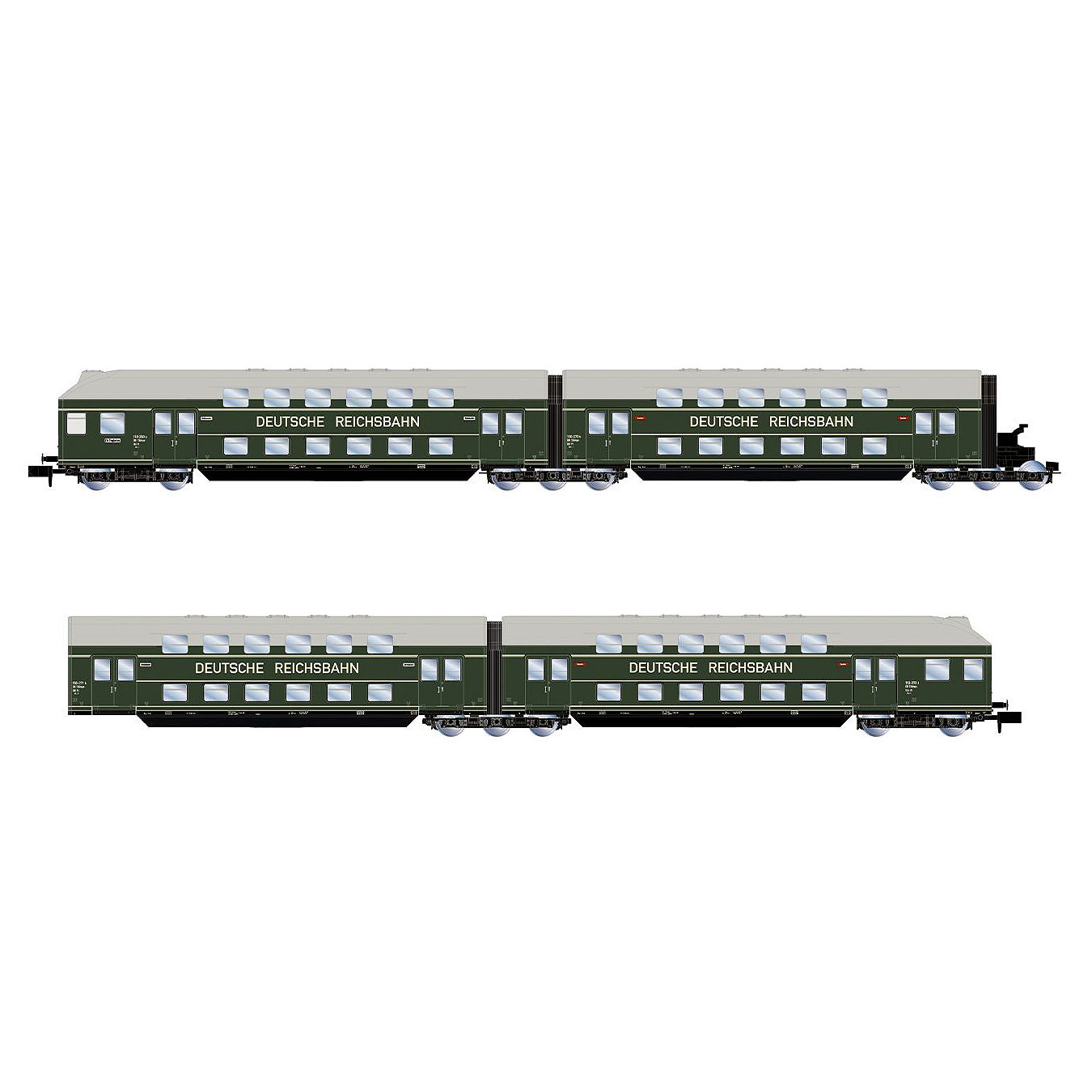 【仮予約】Type DB13 連接二階建て客車 4両セット ボトルグリーン DR Ep3