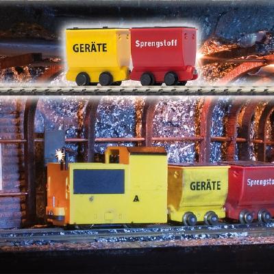 (HO)Tipper Wagon 2輌 黄赤(Zゲージ線路使用)