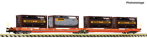 連接ポケット貨車 Wascosa Ep6 Bertschiタンクコンテナ付き