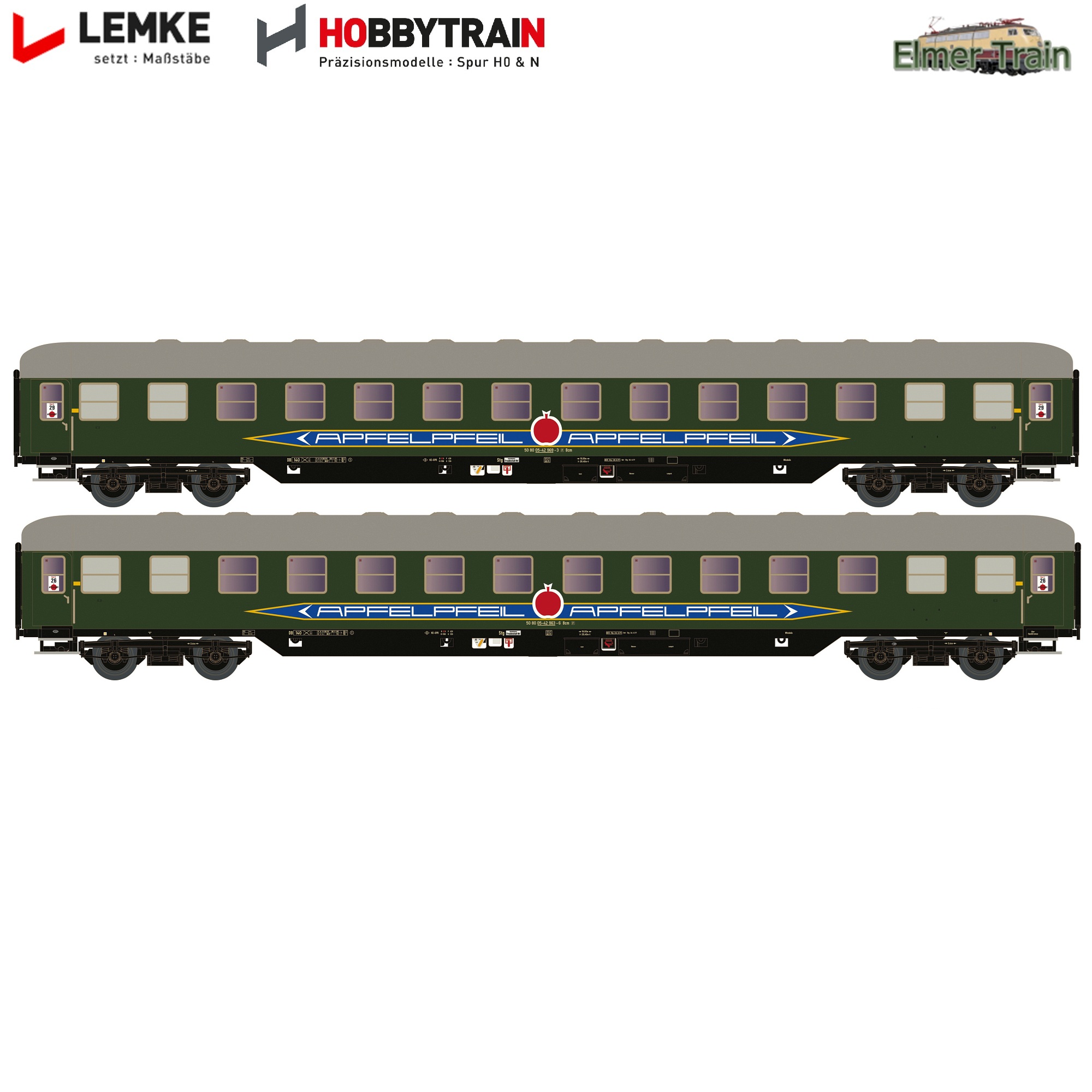 【予約】UIC-X Type Bcm 53 寝台車2両セット グリーン Apfelpfeil Ep4