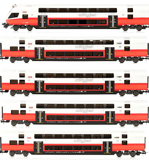 AC仕様 Cityjet 2階建て客車5輌セット OeBB Ep6