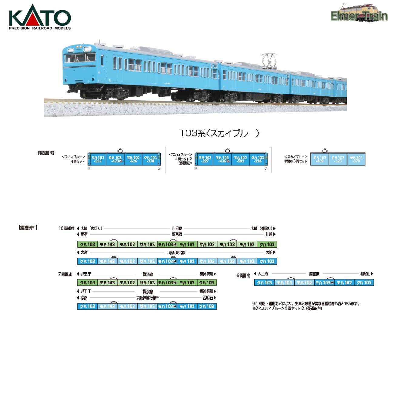 【ご予約】10-1743A(N)103系<スカイブルー>4両セット1