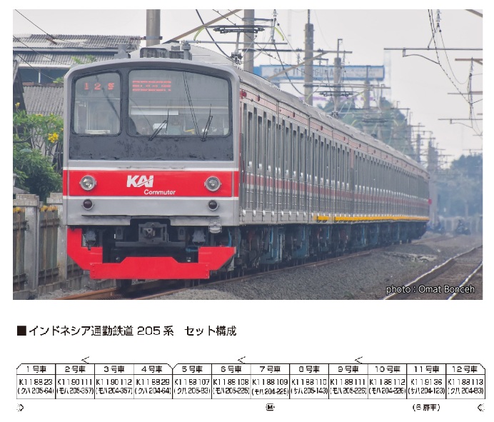 【ご予約】10-1755 (N)インドネシア通勤鉄道 205系 12両セット