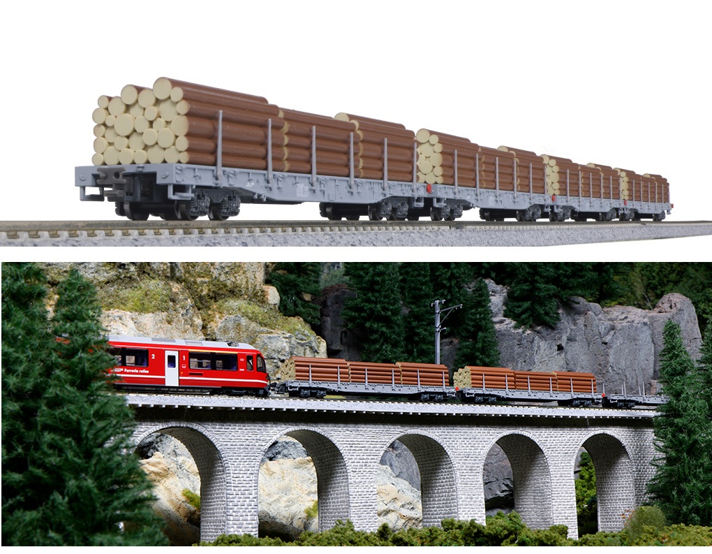 10-1891 (N)レーティッシュ鉄道 長物車 R-w(丸太積載) 4両セット