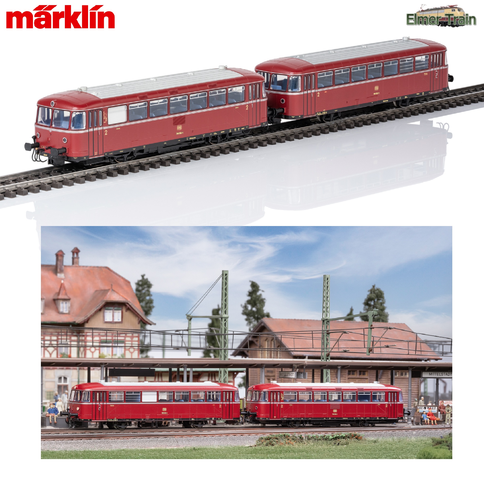 【予約】レールバス BR 798 + BR 998 2両セット クリムゾンレット DB Ep4 mfx Sound 室内灯付き