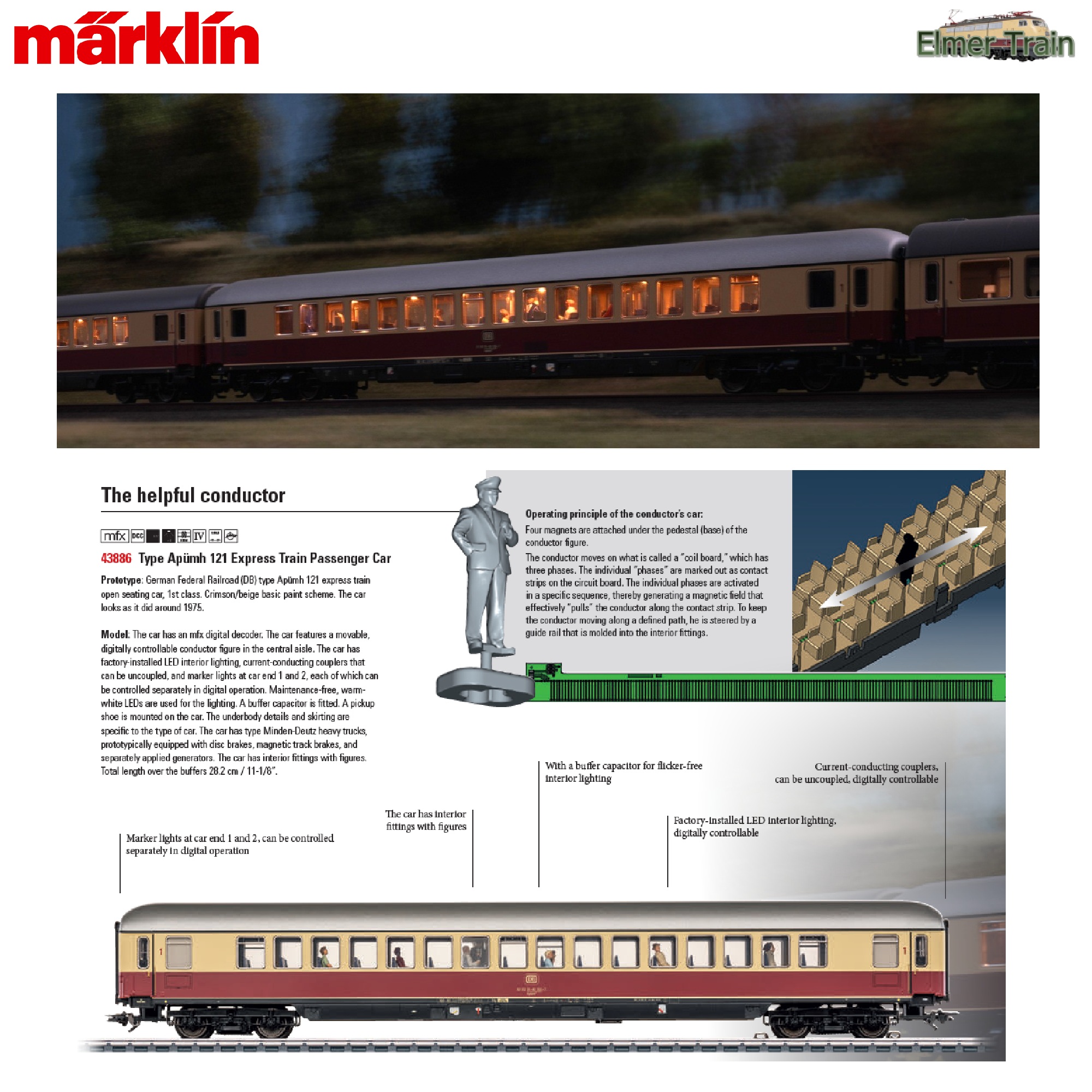 【予約】 1等オープン客車 DB Ep4 mfx 車掌が車内巡回します