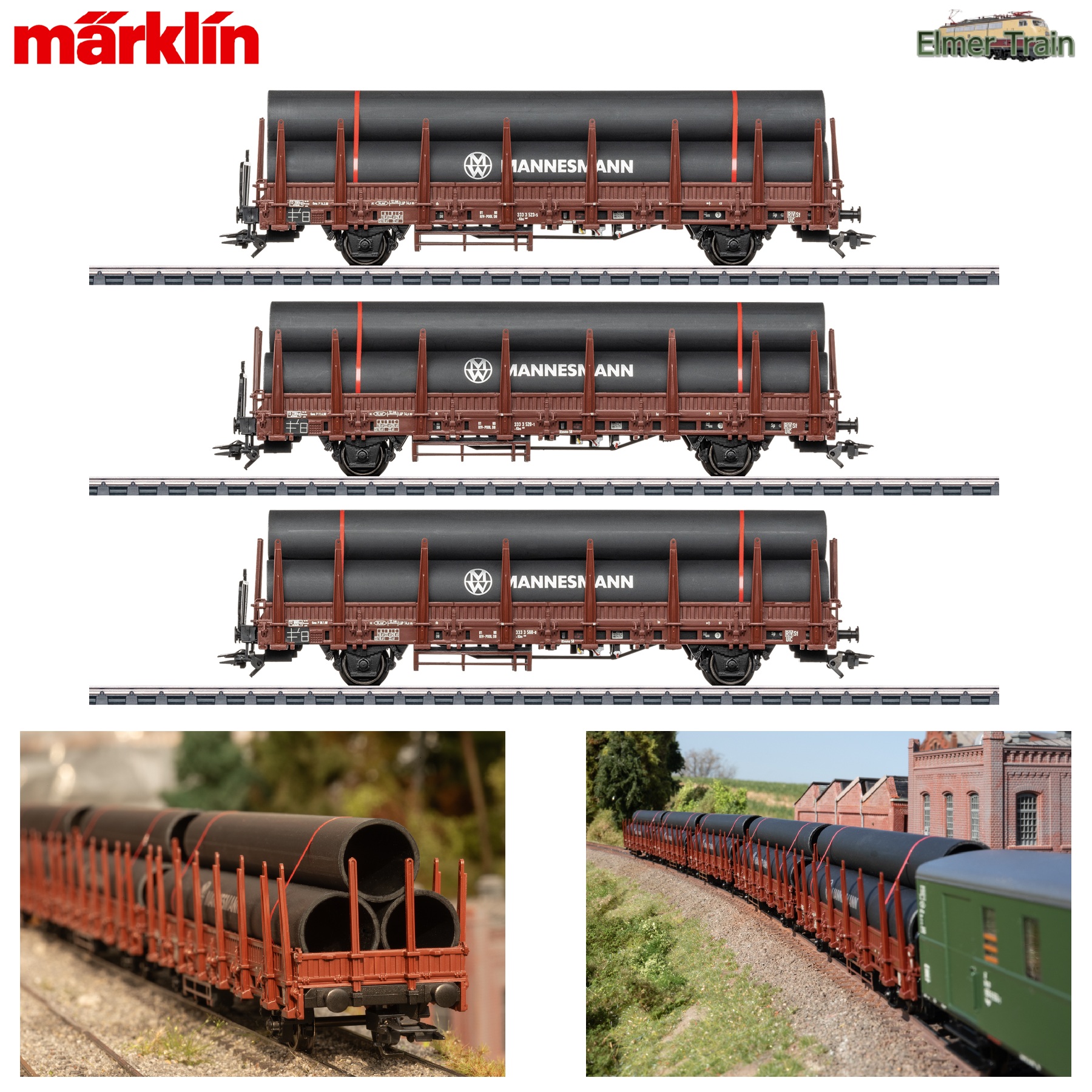 【予約】鋼管輸送貨車 3輌セット1 DB Ep4