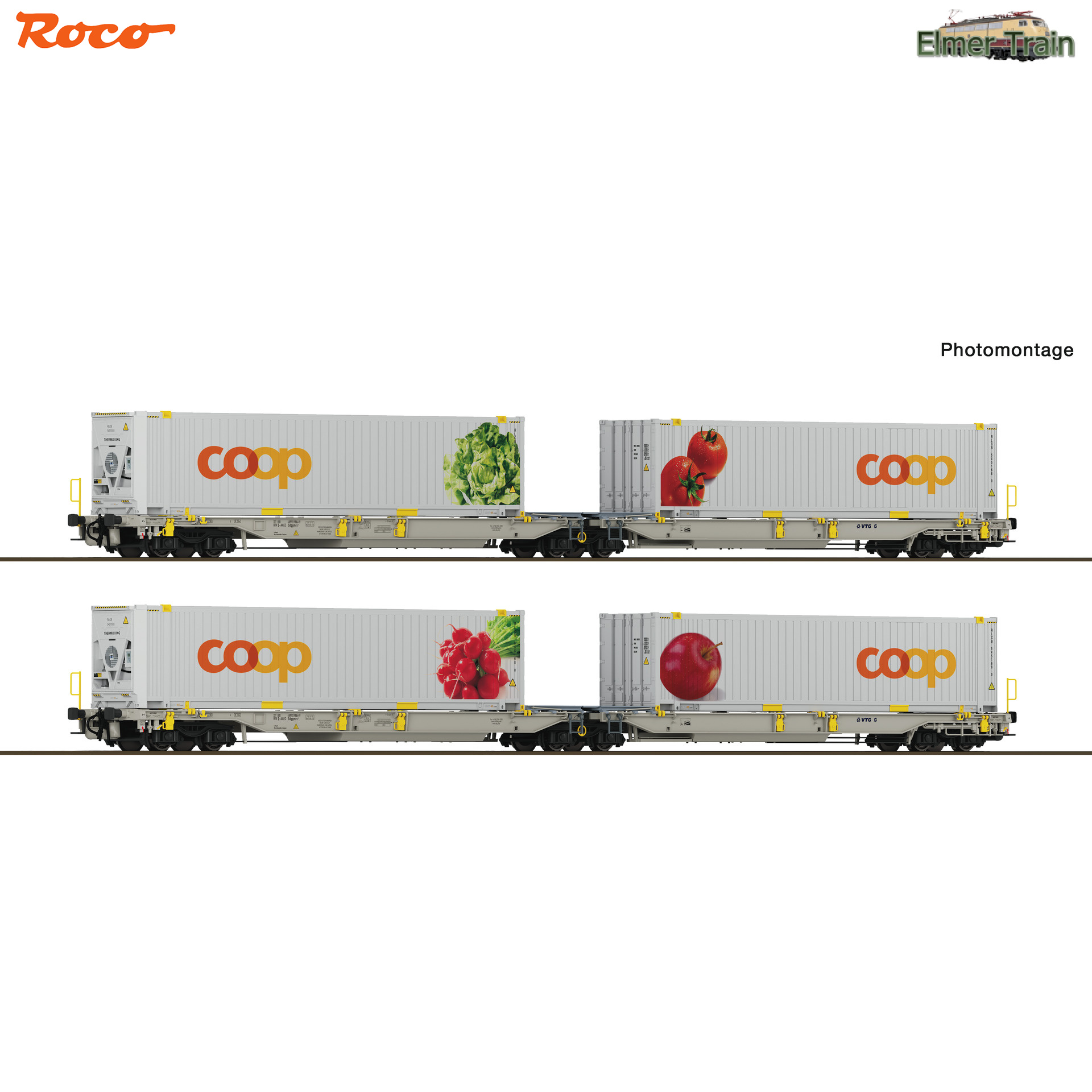 【予約】連接コンテナ貨車 2輌セット railCare Ep6 COOPコンテナ付き