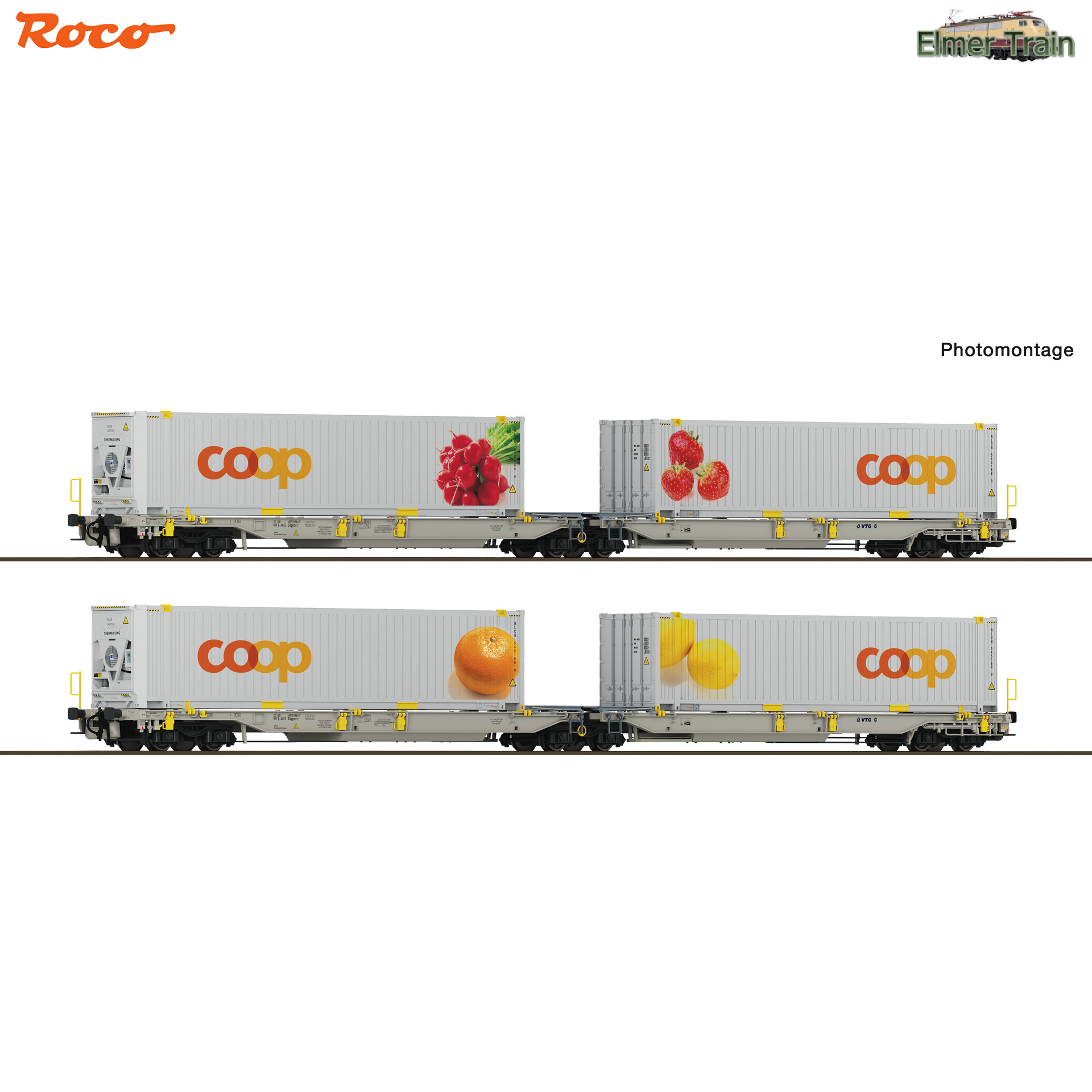 【予約】連接コンテナ貨車 2輌セット railCare Ep6 COOPコンテナ付き 車番違い