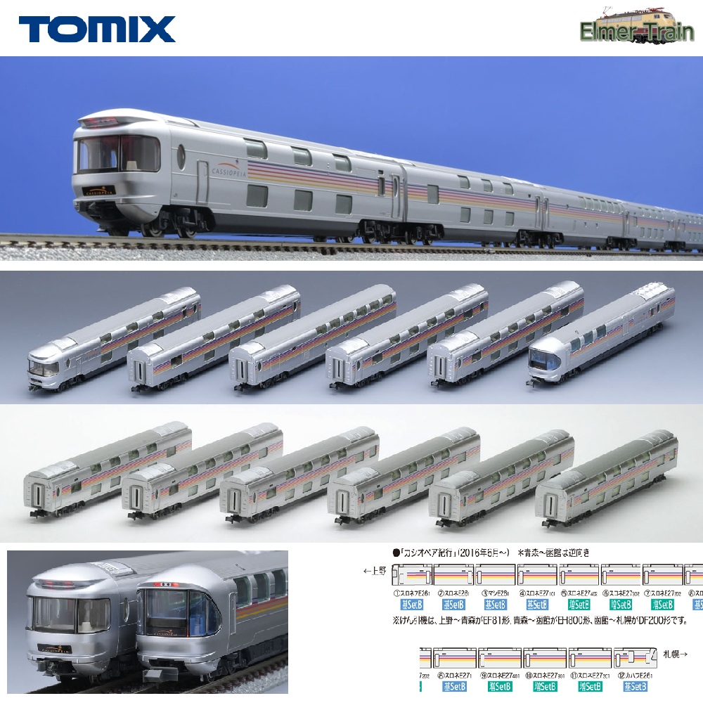 再生産 98616+92410 (N)E26系カシオペア 基本セットB(6両)+増結セットB(6両)