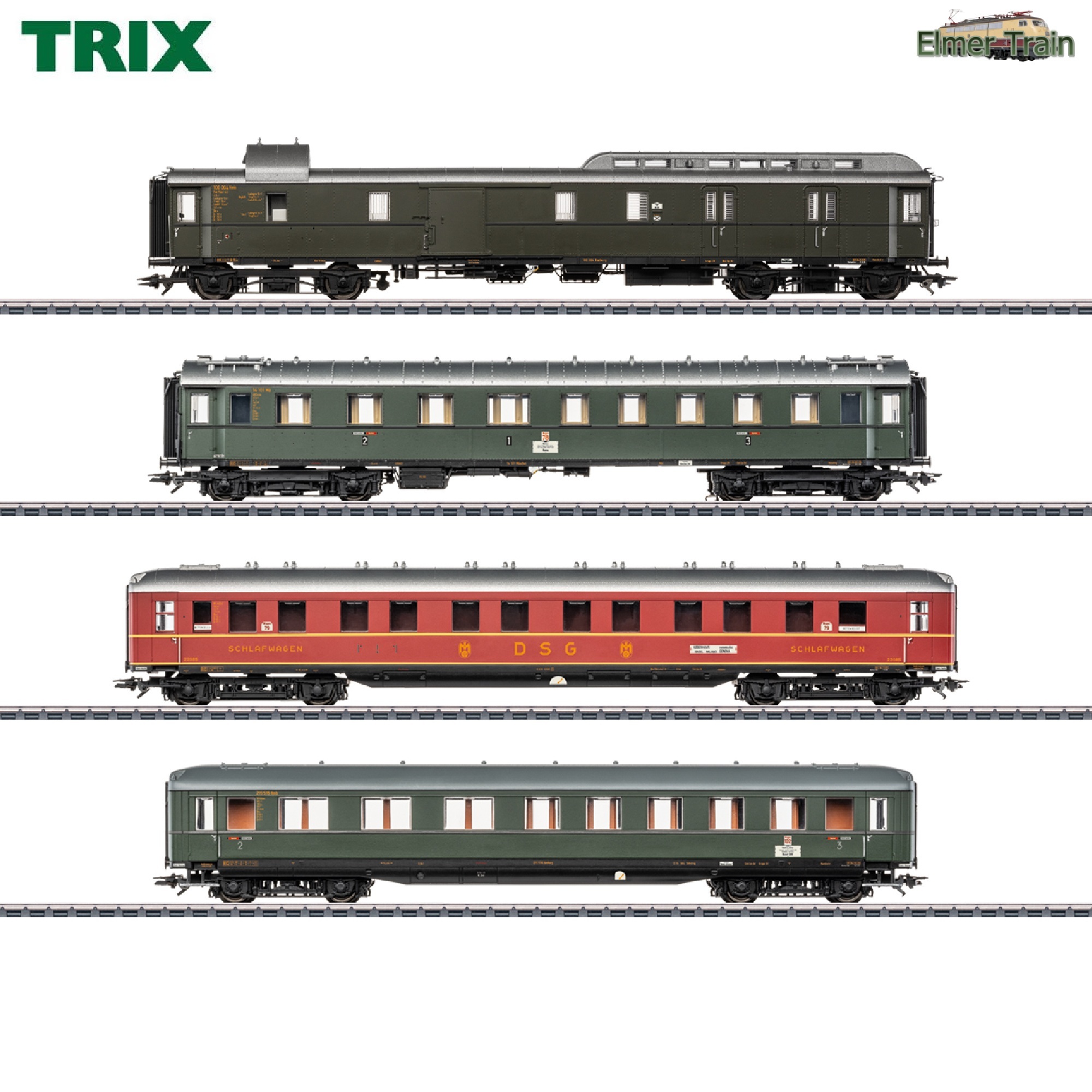 【予約】D74 列車セット1 客車4輌セット 室内灯付き