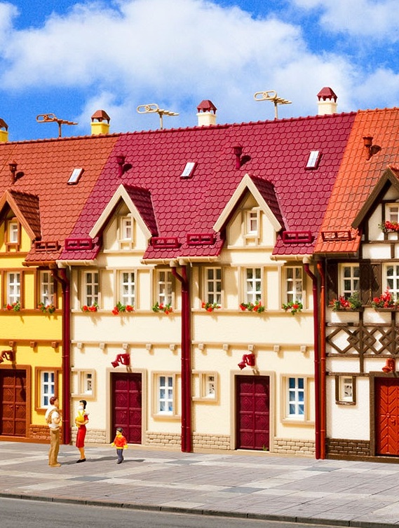 半戸建て長屋、ベージュ